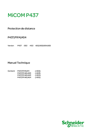 MiCOM P437, Manuel (fichier global) P437/FR M/A54