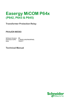MiCOM P64x, Manual (global file) P64x/EN M/D83