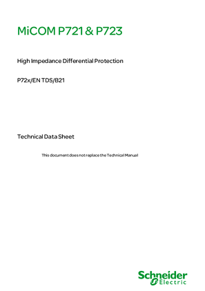 MiCOM P72x, Technical Data Sheet P72x/EN TDS/B21
