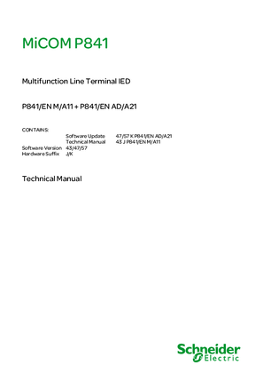 MiCOM P841, Manual (global file) P841/EN M/A11-A21