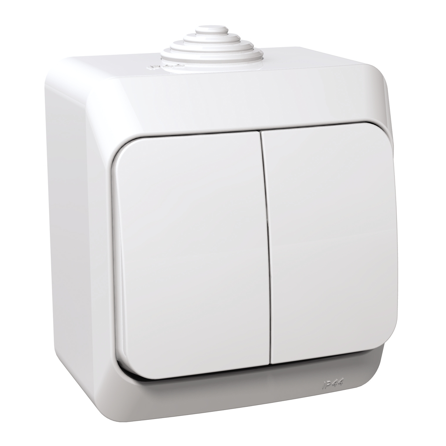 CedarPlus 105 2x1P csillárkapcsoló +jelzőfény betét komplett házban fehér falonkívüli Schneider