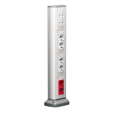 OptiLine 70 one-sided Post in aluminium with Unica wiring device, schucko