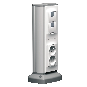OptiLine 70 one-sided Post in aluminium with Altira wiring device, pin-earthed