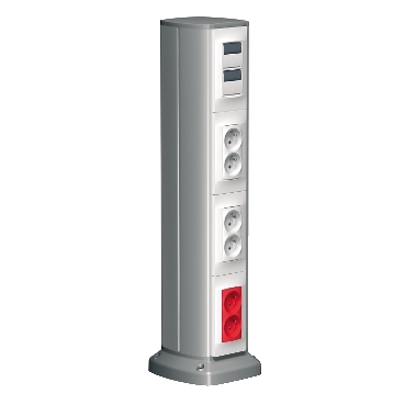 OptiLine 70 two-sided Post in aluminium with Altira wiring device, pin-earthed