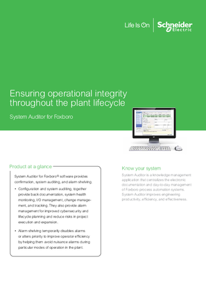 Ensuring operational integrity throughout the plant lifecycle with System Auditor for Foxboro