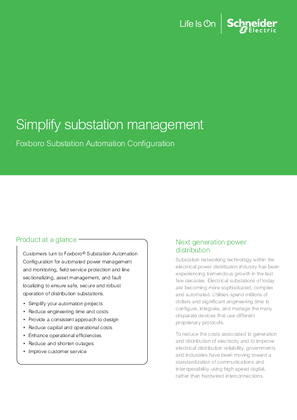 Simplify substation management, Foxboro Substation Automation Configuration
