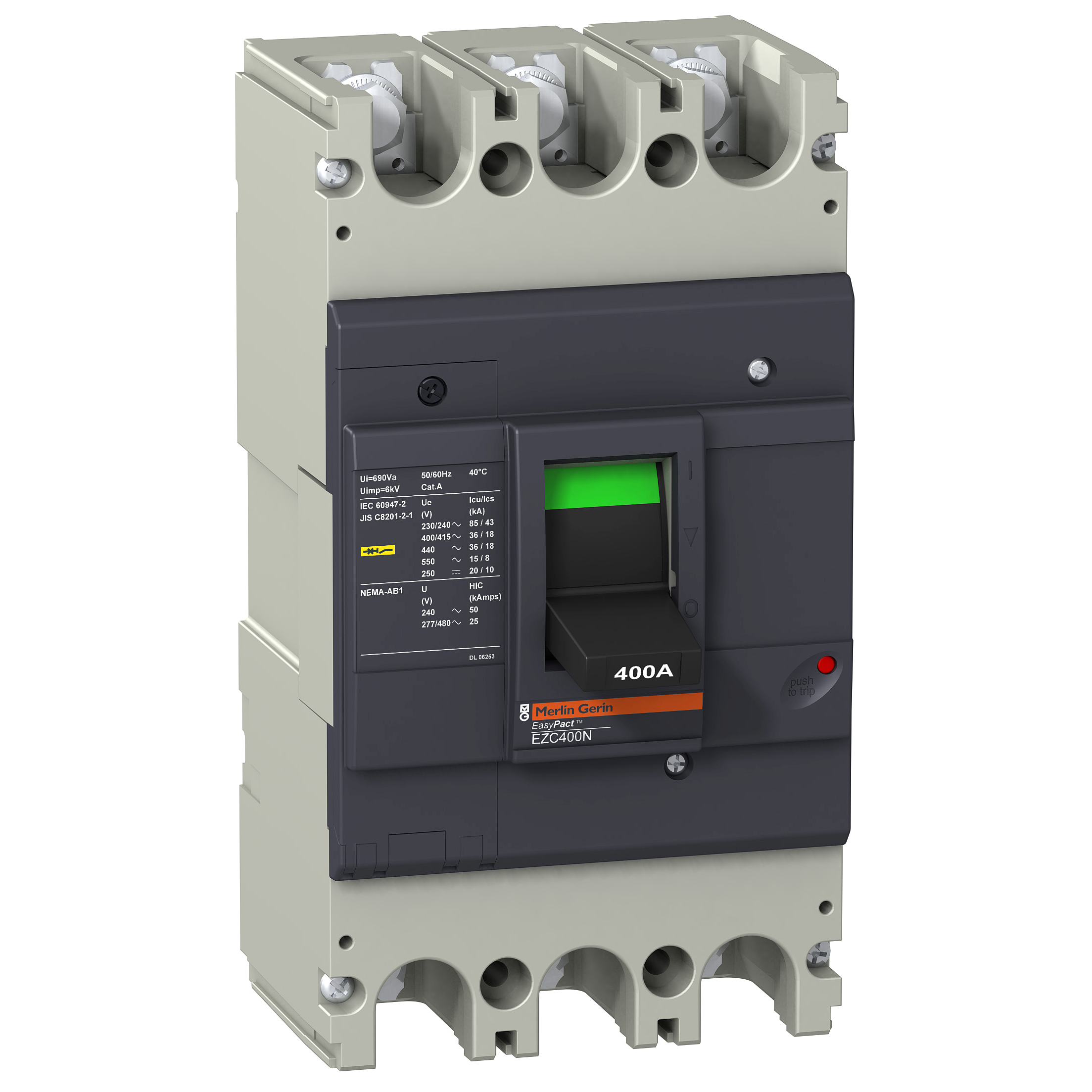 circuit breaker Easypact EZC400H - TMD - 400 A - 3 poles 3d