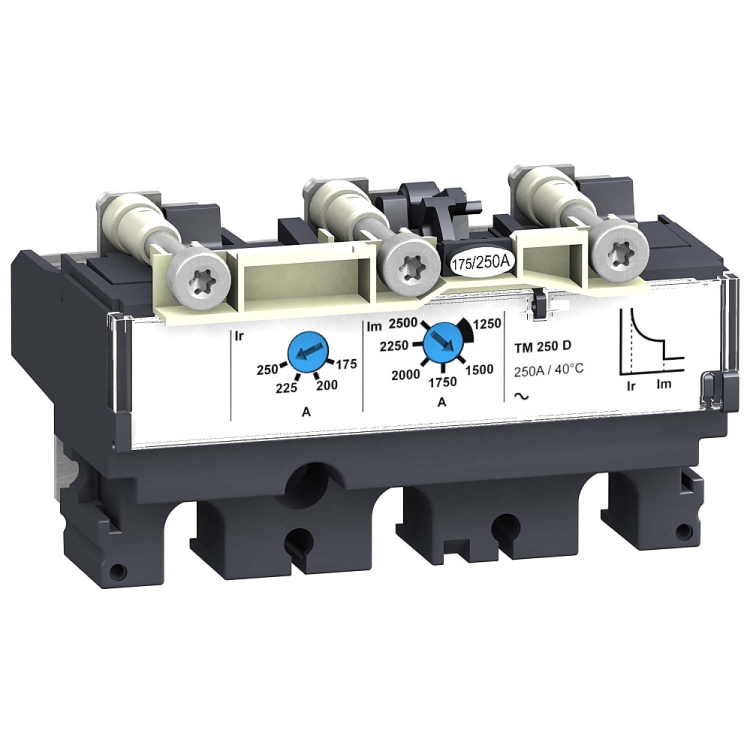 trip unit TM80D for ComPact NSX 100/160/250 circuit breakers, thermal magnetic, rating 80 A, 3 poles 3d