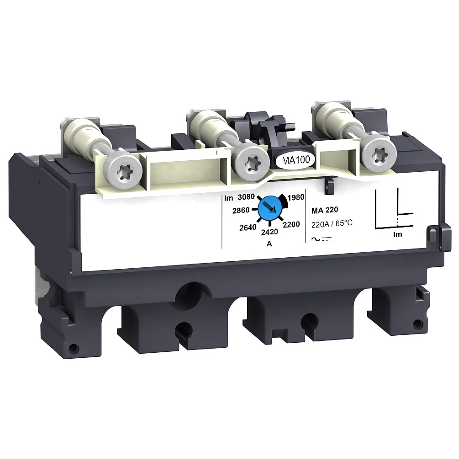 trip unit MA100 for ComPact NSX 100/160/250 circuit breakers, magnetic, rating 100 A, 3 poles 3d