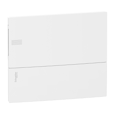 RESI9 MP Kiselosztó, teli ajtó, süllyesztett, 1x12 modul, PEN sín, komplett, fehér - MIP22112
