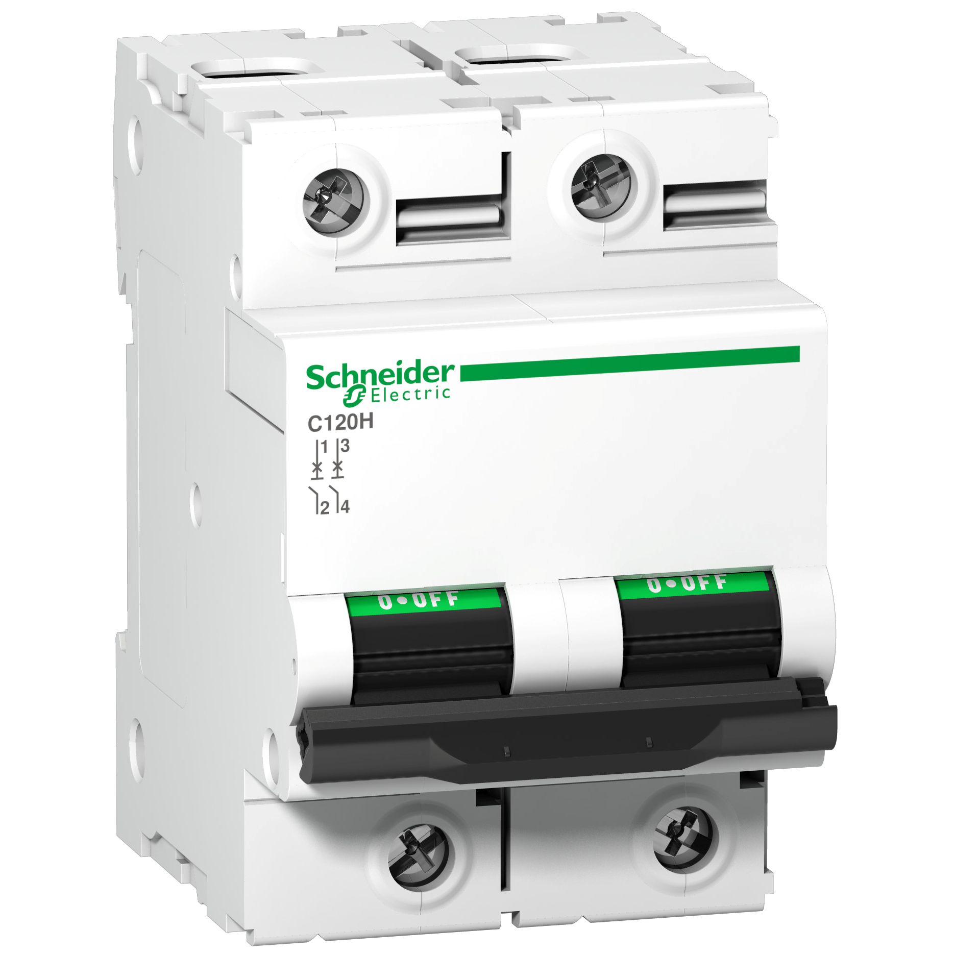 Miniature circuit breaker (MCB), Acti9 C120H, 2P, 125A, C curve, 15000A (IEC/EN 60898-1), 15kA (IEC/EN 60947-2)