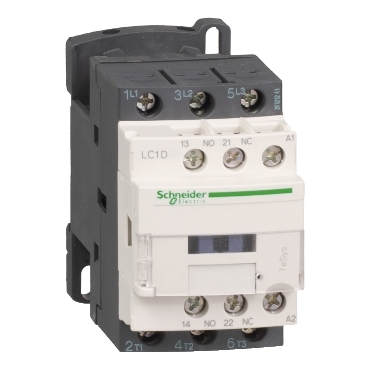 TeSys LC1D AC mágneskapcsoló, 4kW/9A (400V, AC3), csavaros csatlakozás, 1Z+1NY,24VAC tekercsfeszültség, 50Hz - LC1D09B5
