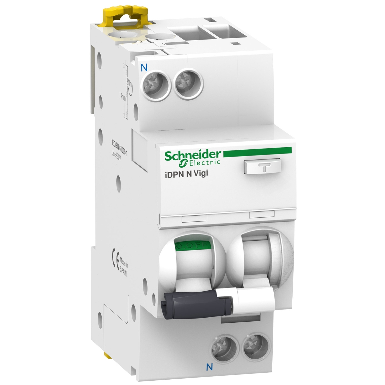 Residual current breaker with overcurrent protection (RCBO), Acti9 iDPN N Vigi, 1P+N, 10A, C curve, 6000A, A type, 30mA