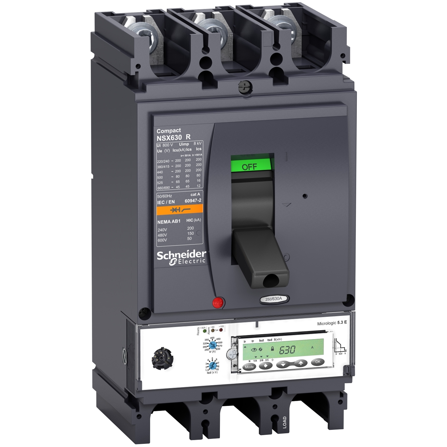 Lv433704 Circuit Breaker Compact Nsx630r 200 Ka At 415 Vac Micrologic 5 3 E Trip Unit 630 A 3 Poles 3d Schneider Electric Global