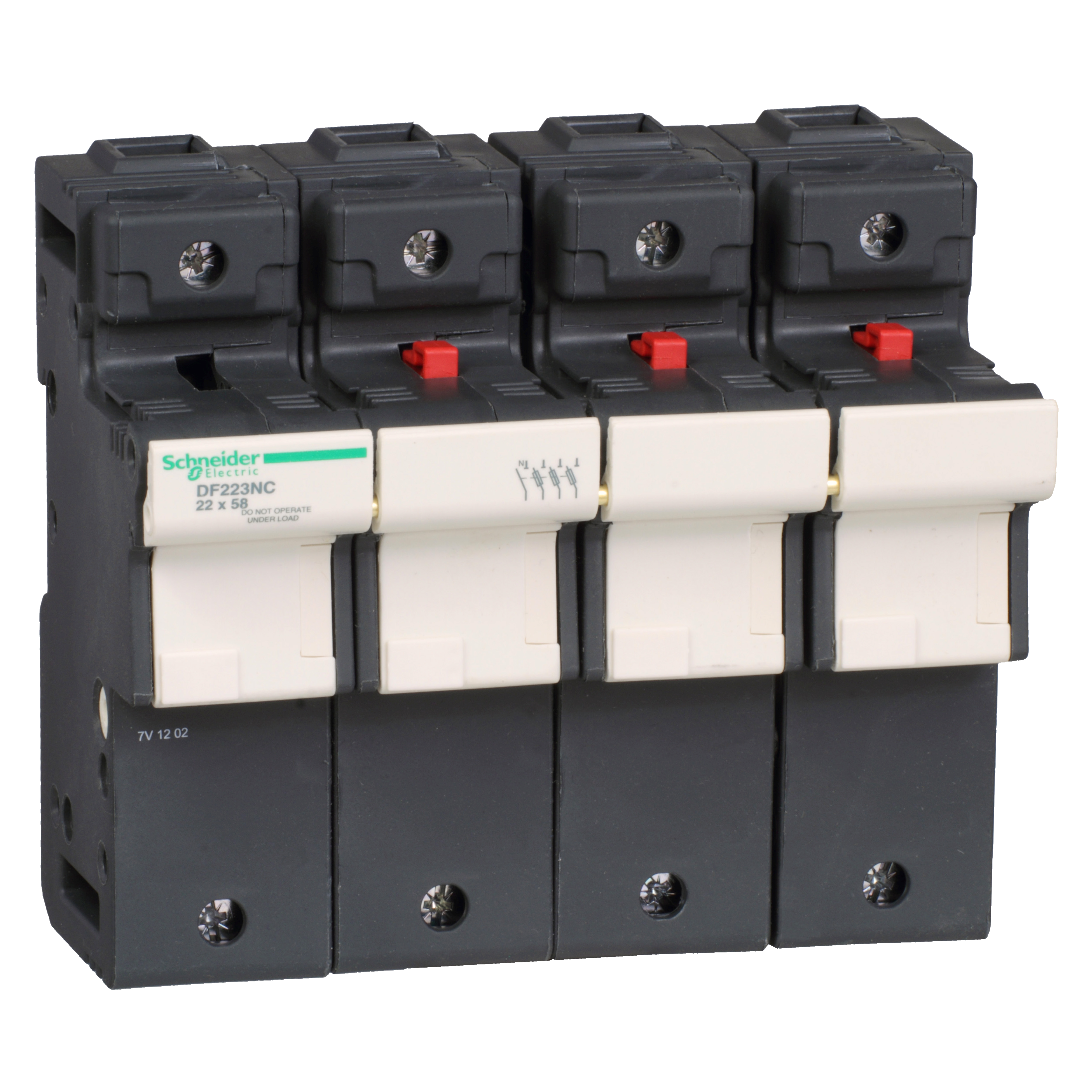 Fuse carrier, TeSys DF, 3P+N, 125A, 690VAC, fuse size 22x58mm, with tubular link