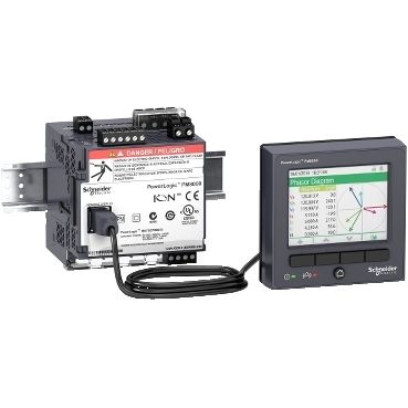 DIN rail-mount PowerLogic PM8000 series meter with remote display (phasor screen)