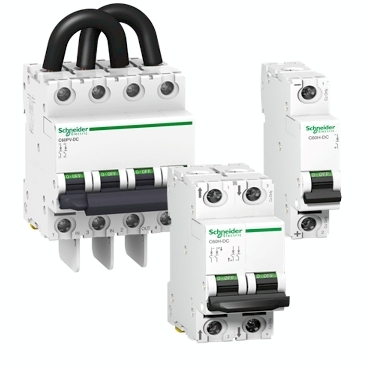 C60 H-DC Circuit Breaker Schneider Electric DC current miniature circuit breakers. Guaranteed breaking of DC current for best anti-fire protection.