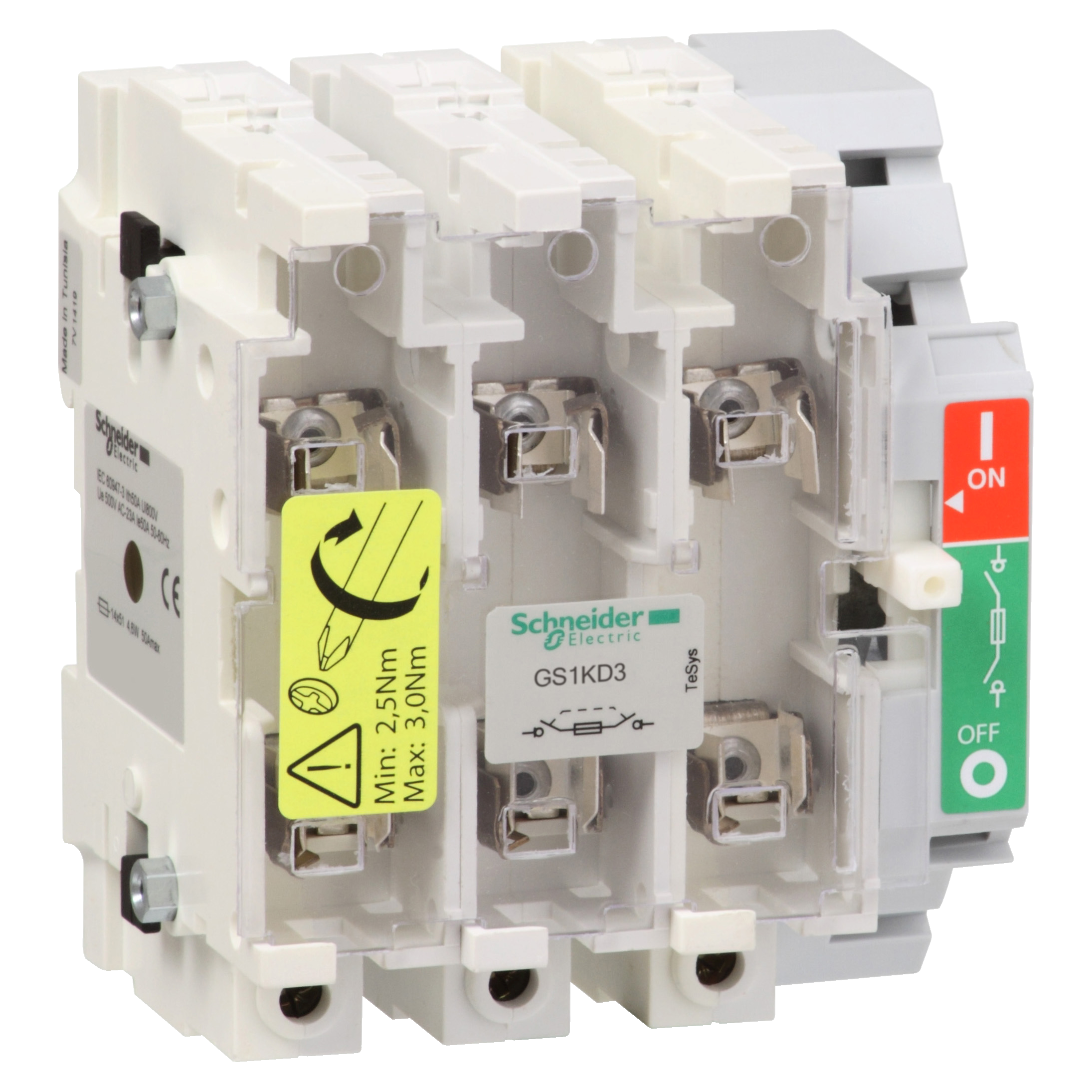 Switch disconnector fuse, TeSys GS, 3P, 3NO, 125A, 11W, fuse type NFC, size 22x58mm