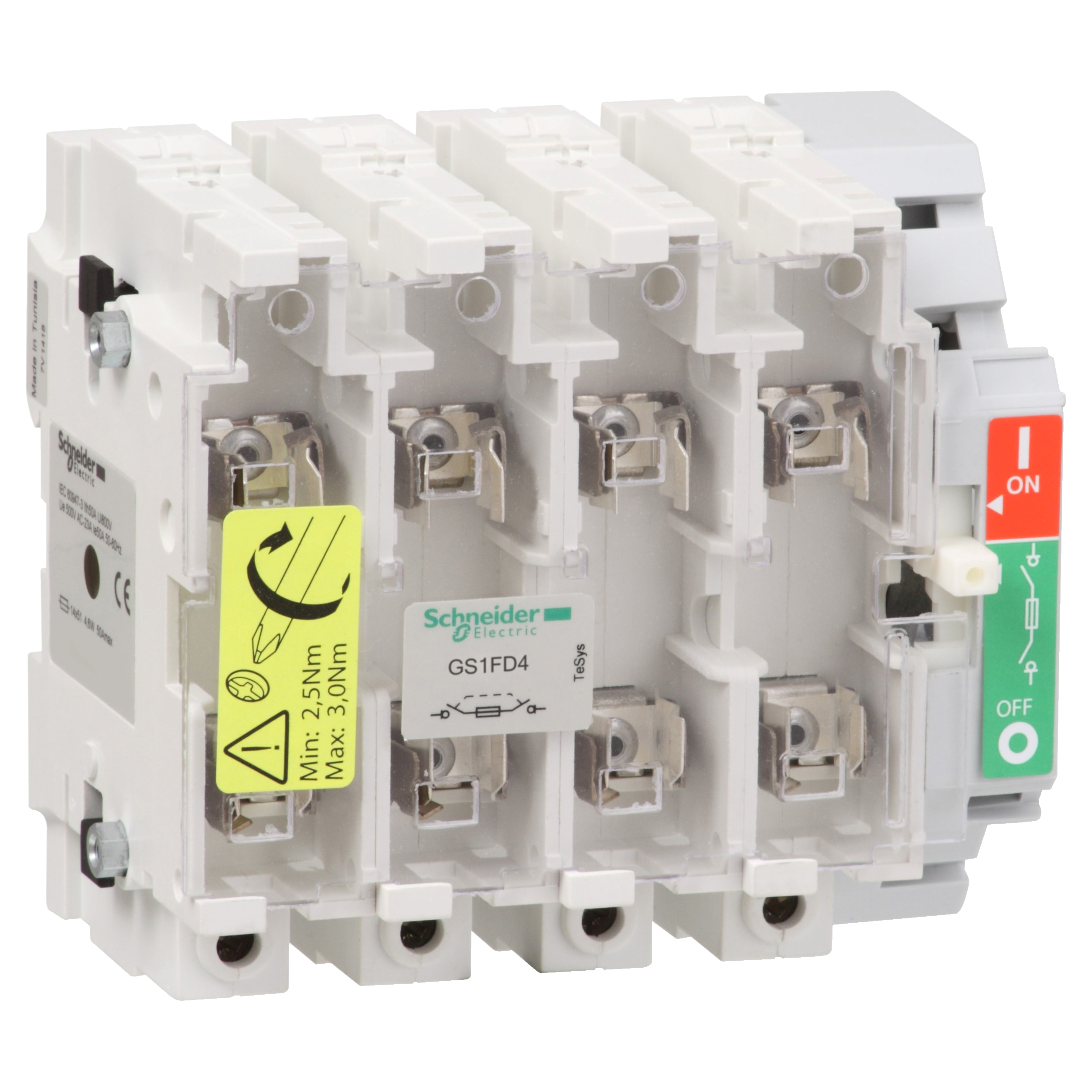 Switch disconnector fuse, TeSys GS, 4P, 4NO, 50A, 4.6W, fuse type NFC, size 14x51mm