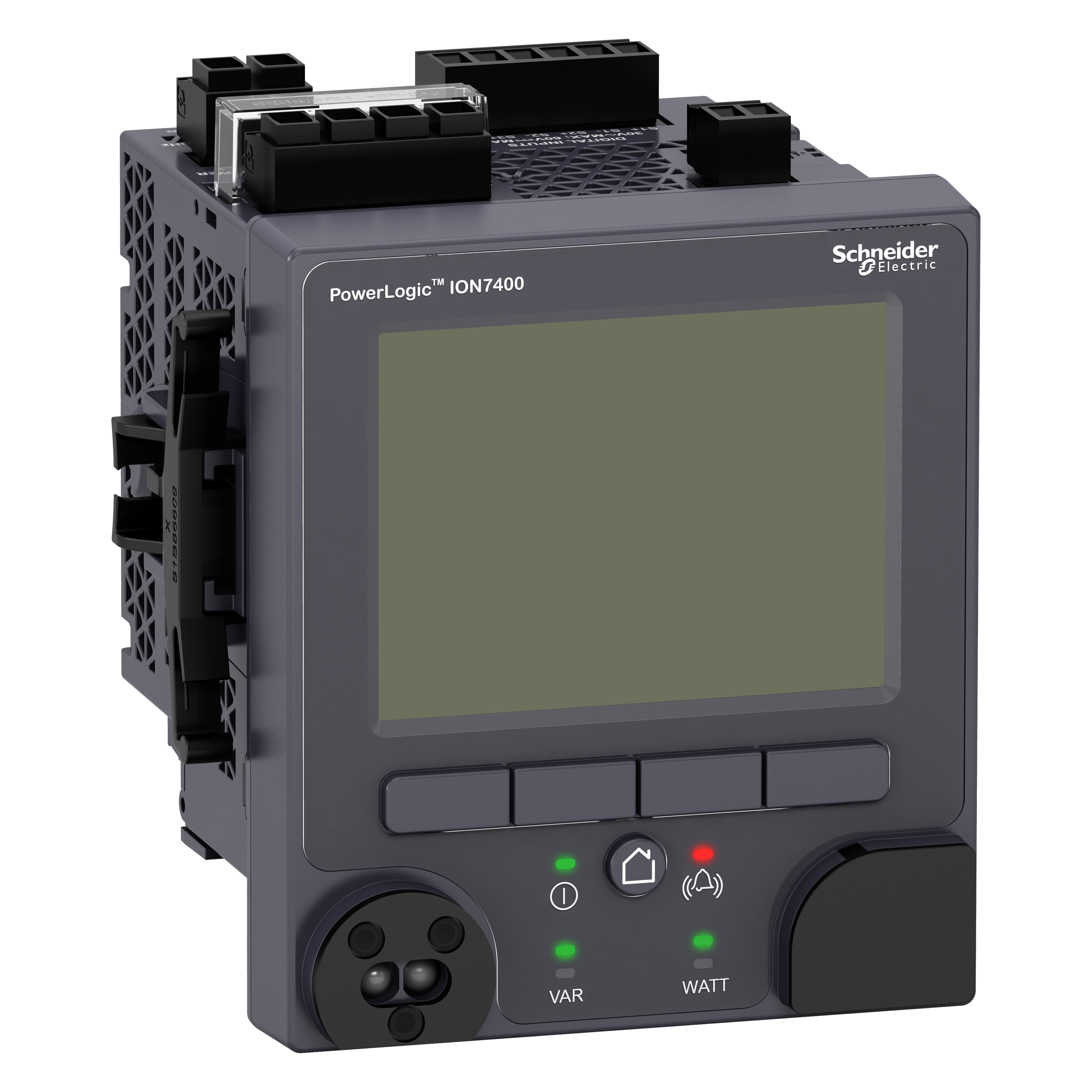 Power quality meter, PowerLogic ION7400, Standard, integrated display, 512 MB, 256 s/c, THD, RVC