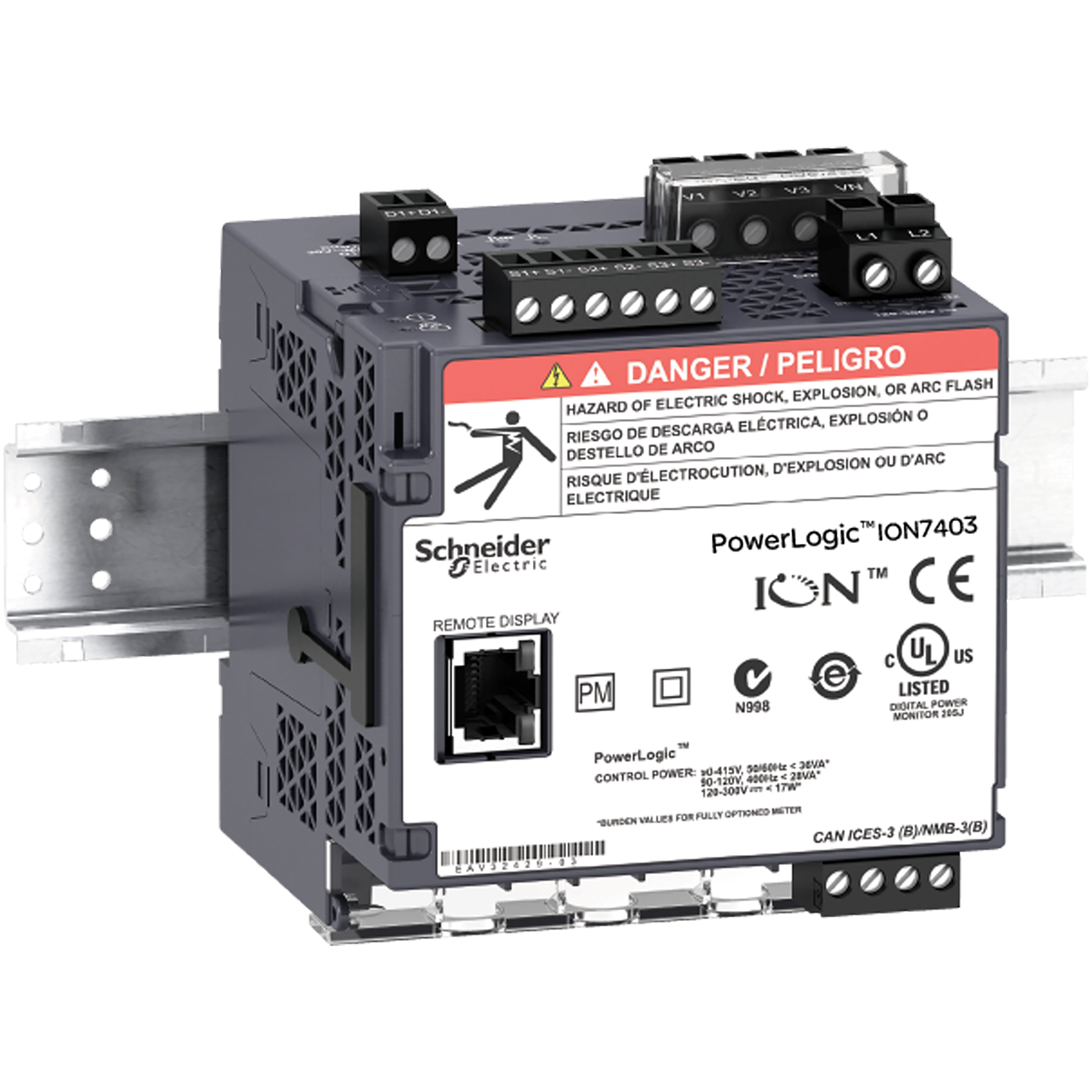 Power quality meter, PowerLogic ION7400, Advanced, transducer, 512 MB, 512 s/c