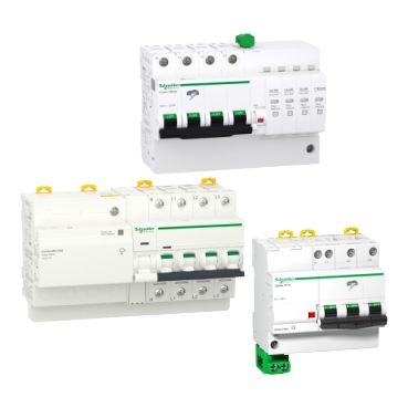 iQuick PF & iQuick PRD Schneider Electric Type 2 Low Voltage Surge Protection Devices with integrated disconnector. Maximum discharge current 8 to 65 kA.