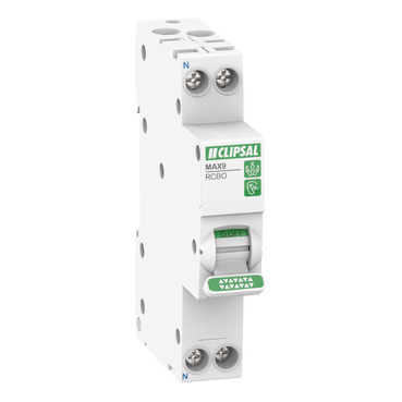Clipsal MAX9 Residual Current Breaker With Overcurrent Protection (RCBO), 1PN, 16A, 30mA, C Curve, 6000A, A Type, SLIM