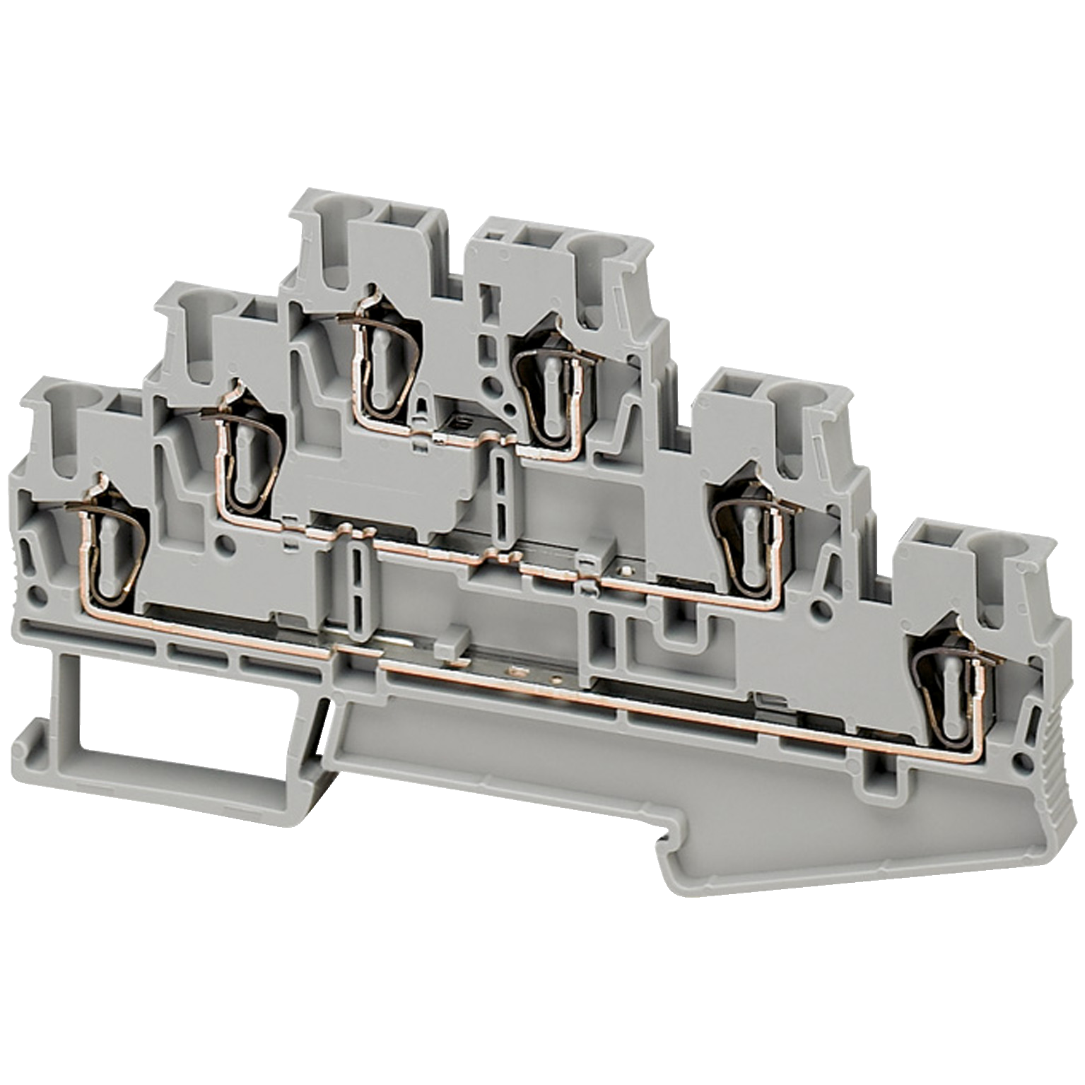Terminal block, Linergy TR, spring type, feed through, 3 levels connected, 6 points, 2.5mm², grey, set of 50