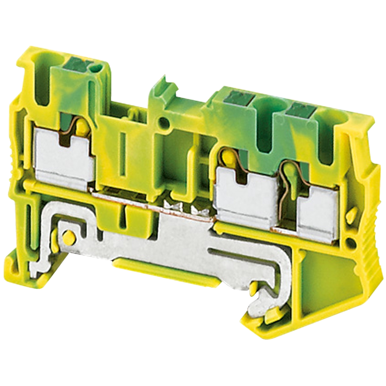 PUSH-IN TERMINAL, PROTECTIVE EARTH, 3 POINTS, 2,5MM², GREEN-YELLOW