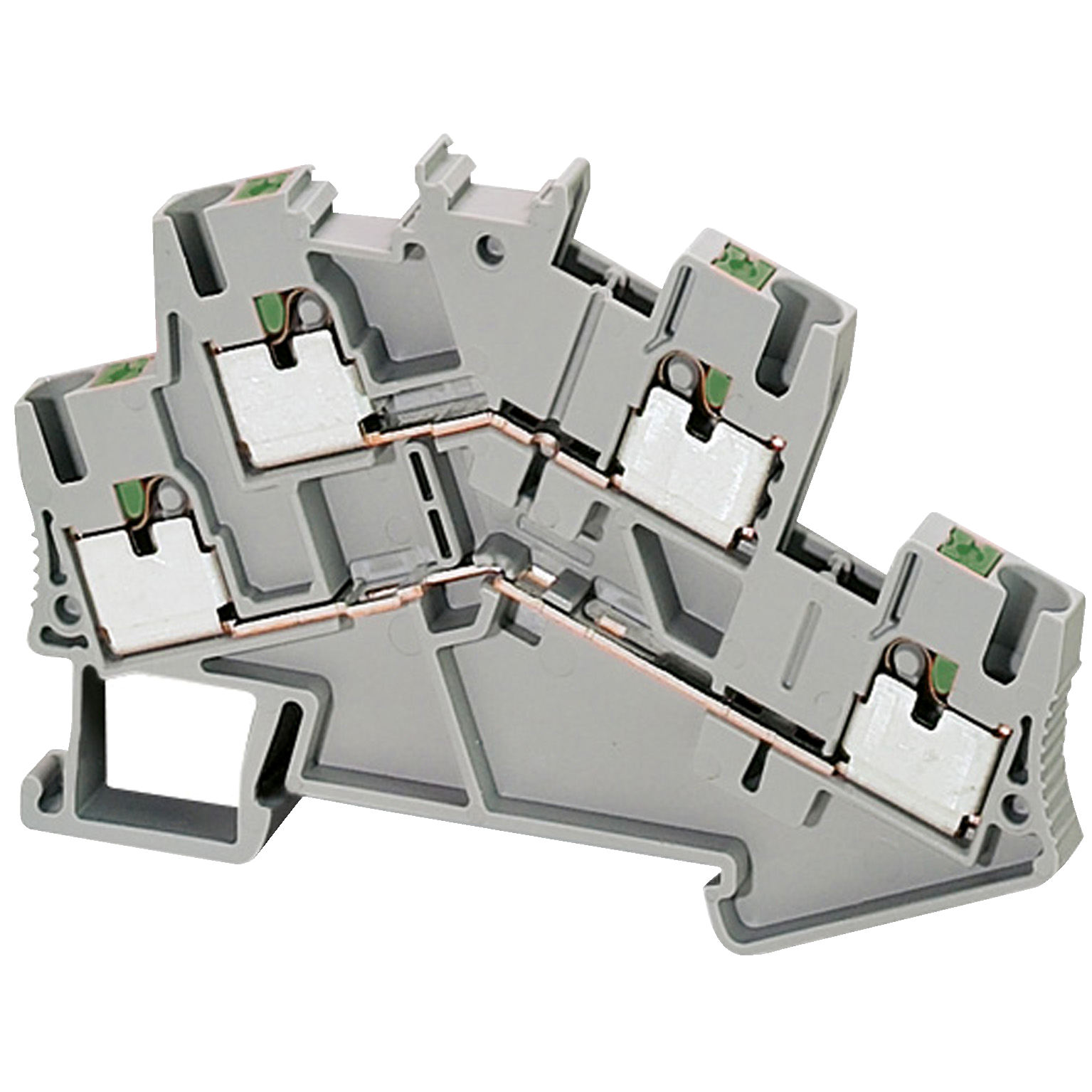 Terminal block, Linergy TR, push-in type, feed through, 2 level, 4 points, 2.5mm², grey, set of 50