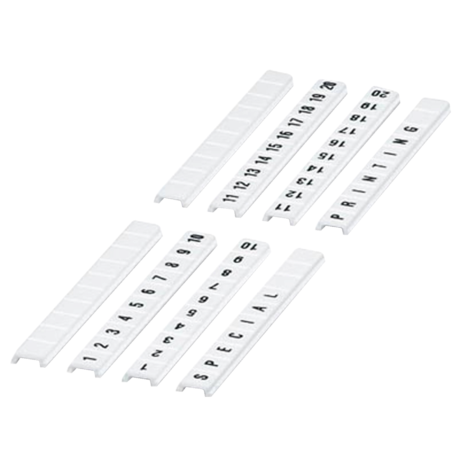 Marking strip, Linergy TR, clip in type, flat, 5mm, printed characters 41 to 50, printed horizontal, white, Set of 10