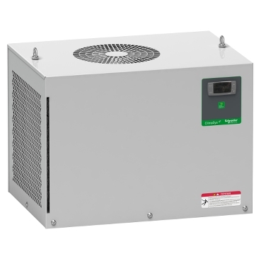  NSYCU2K3P4R NSYCU2K3P4R ClimaSys standardna krovna rashladna jedinica - 2050W na 400 V Tip proizvoda ili komponente	
Uređaj za hlađenje
mounting type	
Krov ormana
Tip instalacije	
U zatvorenom
Namena proizvoda	
Za ormane
Način montiranja	
Zavrtnjima
Naponski ulaz	
400 V 50/60 Hz
Broj faza mreže	
Trofazne
Snaga hlađenja	
2050 W 50/60 Hz L35-L35
1560 W 50/60 Hz L35-L50
Dopunske informacije
Visina	
415 mm
Širina	
567 mm
Dubina	
401 mm
[in] nazivna struja	
1,9 A
Udarna struja	
10 A
Snaga potrošnje u w	
990 W pri 50/60 Hz, L35-L35
1190 W pri 50/60 Hz, L35-L50
Odnos energetske efikasnosti	
2,1
Tip upravljanja	
Elektronski kontroler
Podešavanje opsega temperature	
20…55 °C
Temperatura okoline za rad	
20…46 °C inside the enclosure:
20…50 °C outside the enclosure:
55 °C maximum:
Noise level	
65 dB conforming to EN/ISO 3746
Pritisak	
25 bar
Flow rate	
External circuit: 1820 m3/h at 50/60 Hz
Internal circuit: 1050 m3/h at 50/60 Hz
Masa proizvoda	
52 kg
Tip gasa hlađenja	
R134a (0.55 kg)
Type of filter	
Opcioni filter spoljašnjeg 