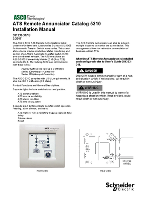 Installation Manual | ASCO 5310 ATS Remote Annunciator | 381333-317