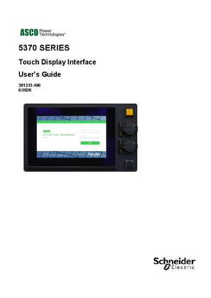 User's Guide | ASCO 5300 SERIES Catalog 5370 Touch Screen Display Interface | 381333-423
