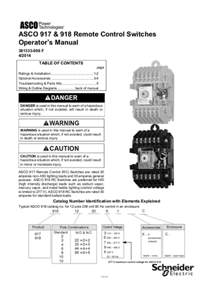 User Manual | ASCO 917 & 918 Remote Control Switches | 381333-006