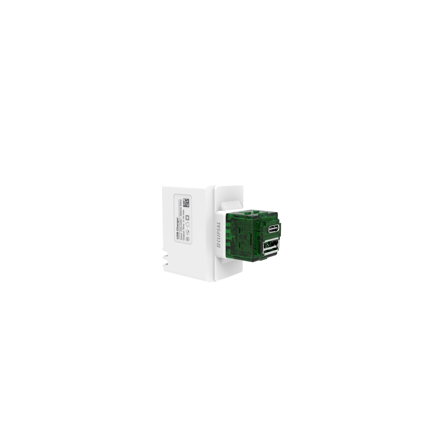 PDL 300 Series - Module Dual USB Charger Type A+C 15W - Vivid White