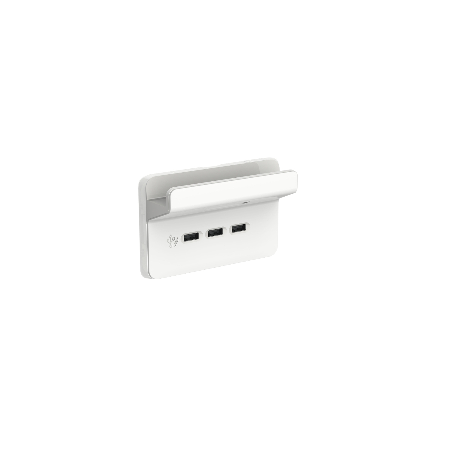 PDL Iconic - Cover Plate USB Charging Station + Shelf 3-Gang - Vivid White