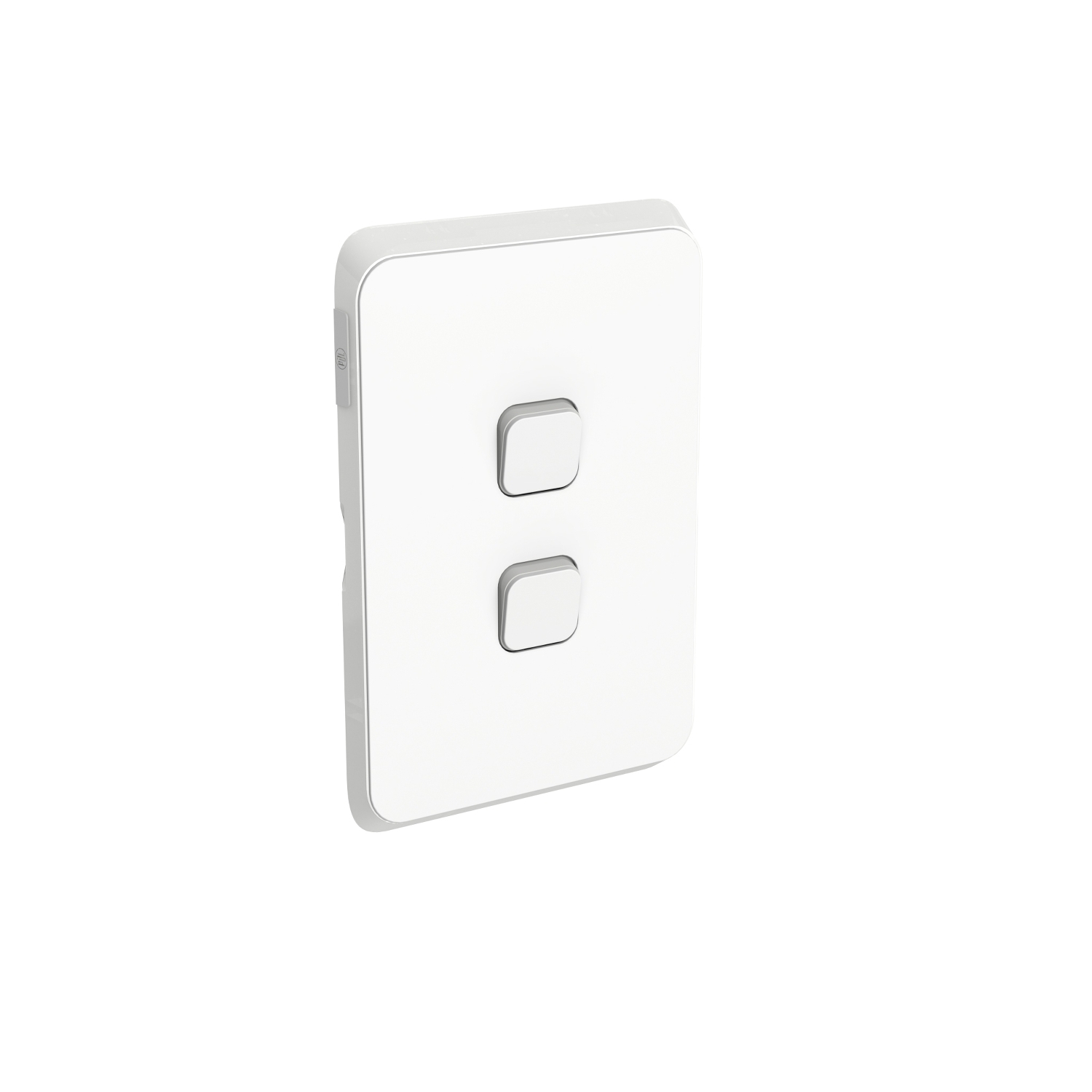 Iconic - 2gang vert switch assembly with white LED 20A/16AX 250V vivid white
