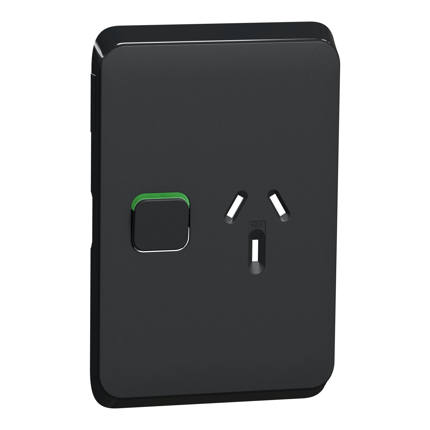PDL Iconic - Cover Plate Switched Socket 10A Vertical - Solid Black