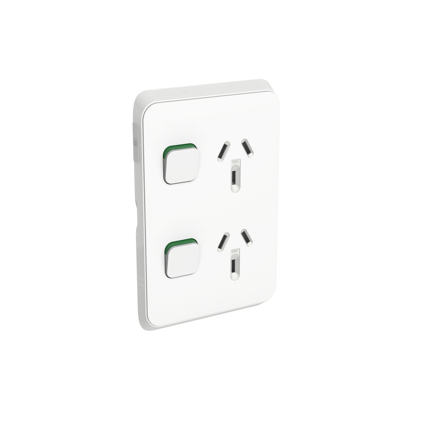 PDL Iconic - Double Switched Socket 10A Vertical 250V - Vivid White
