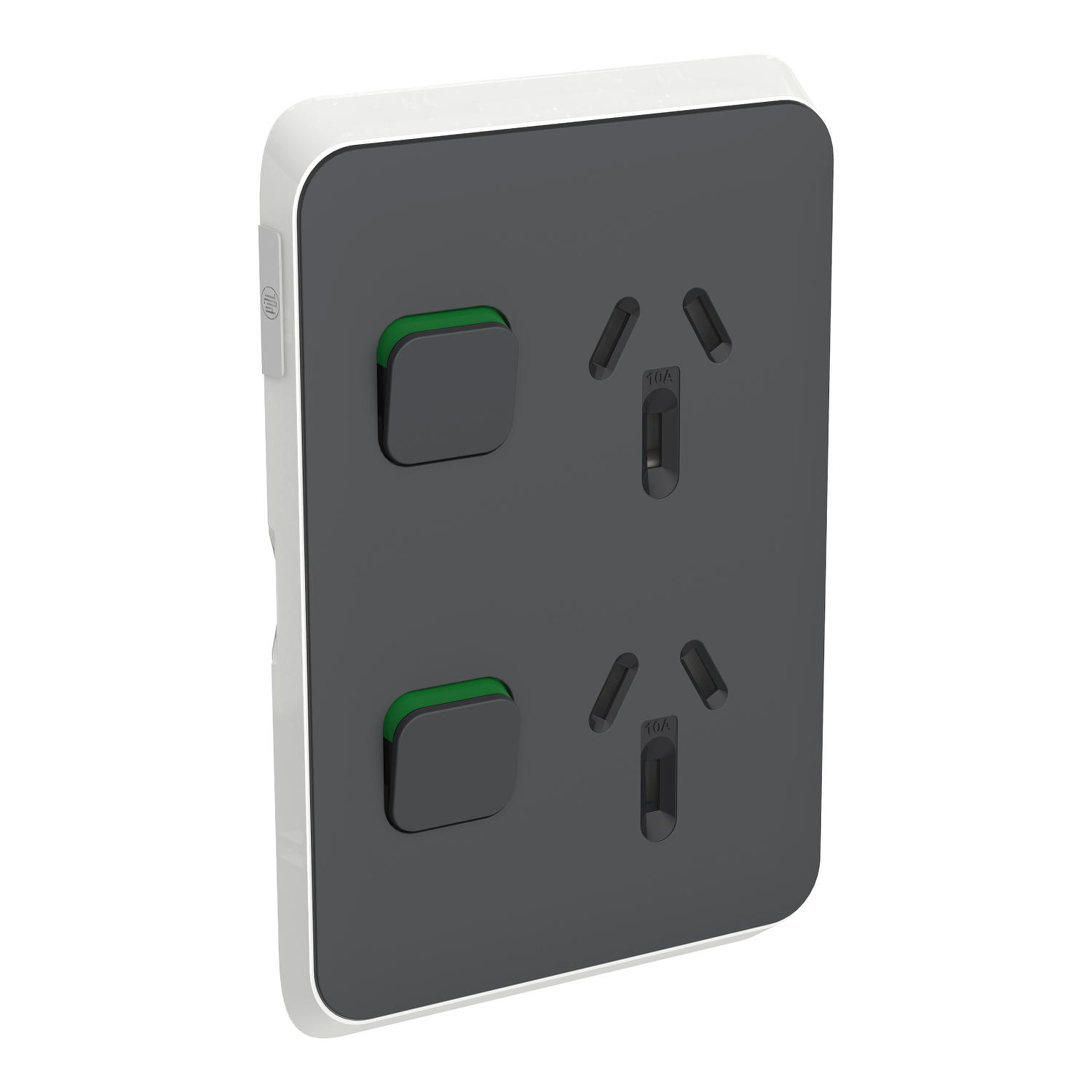 PDL Iconic - Cover Plate Double Switched Socket 10A Vertical - Anthracite