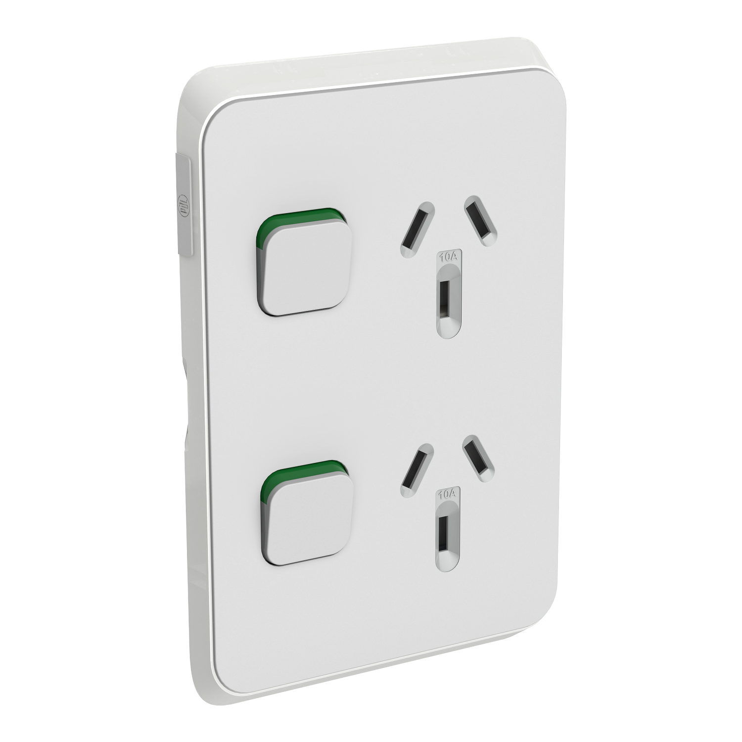 PDL Iconic - Cover Plate Double Switched Socket 10A Vertical - Cool Grey