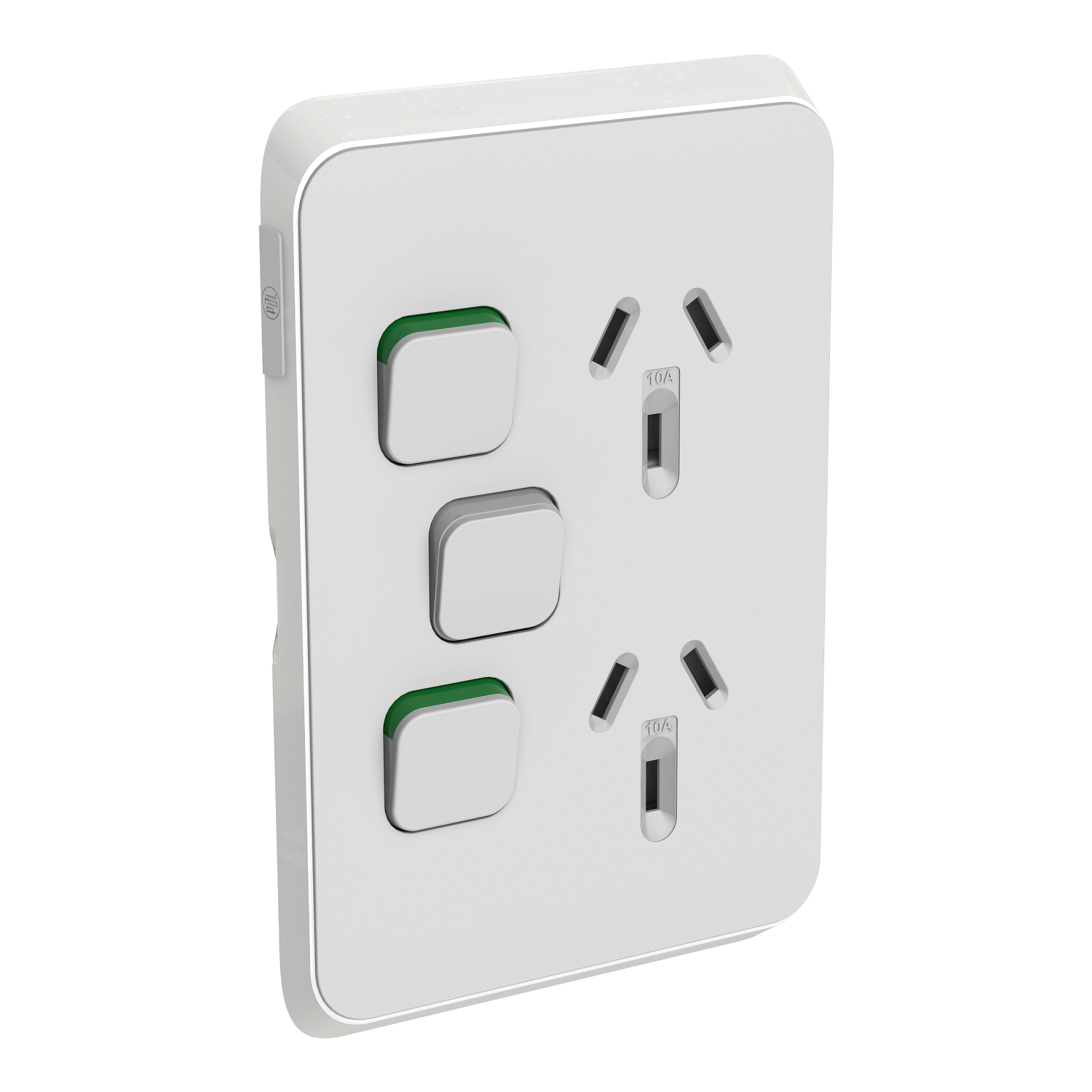 PDL Iconic - Cover Plate Double Switched Socket + Switch 10A Vertical - Cool Grey