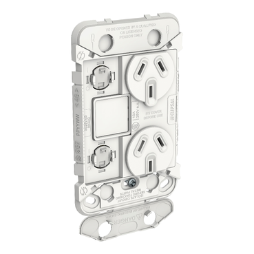 Iconic, Grid Double Switched Socket + Switch, 10A Vertical 250V