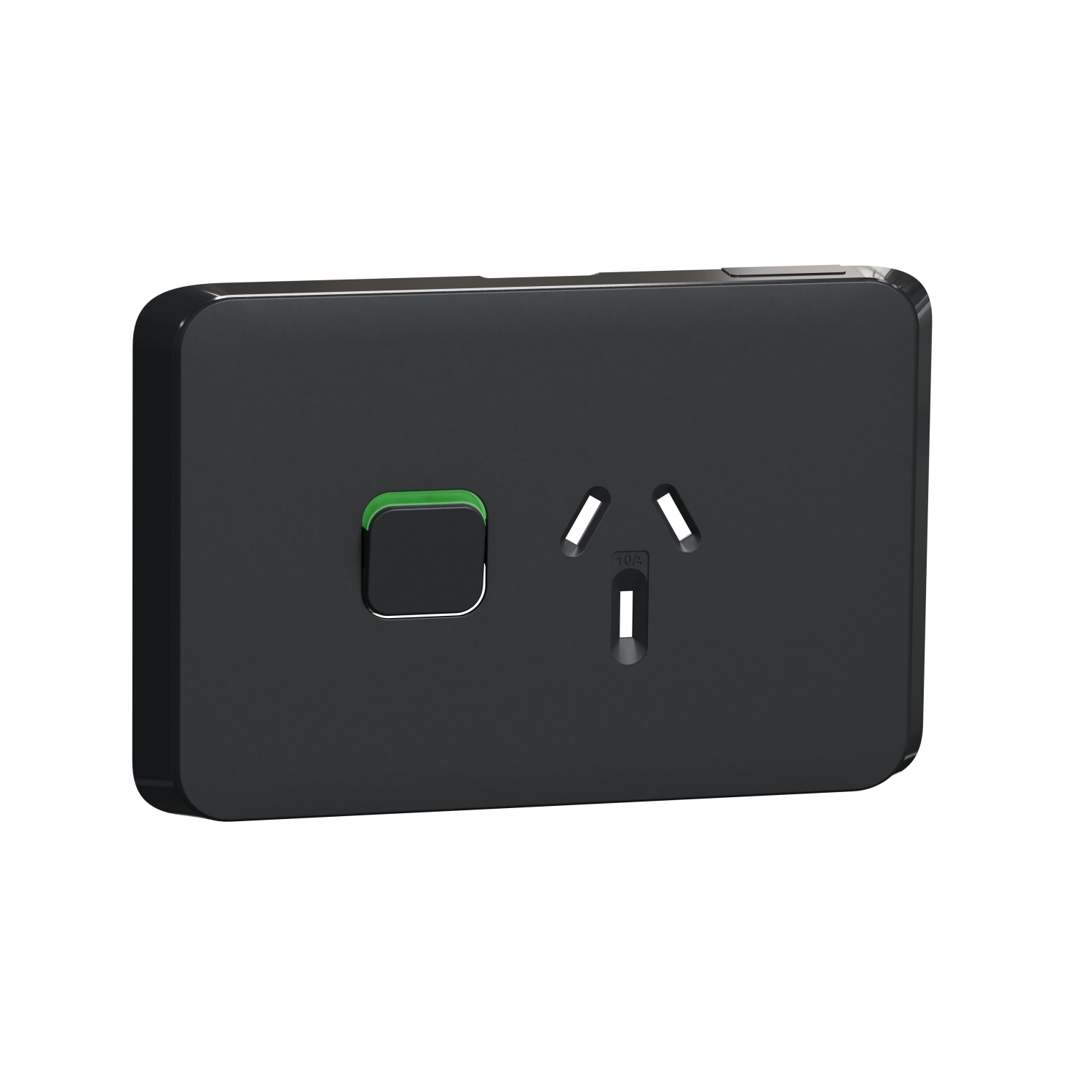 PDL Iconic - Cover Plate Switched Socket 10A Horizontal - Solid Black