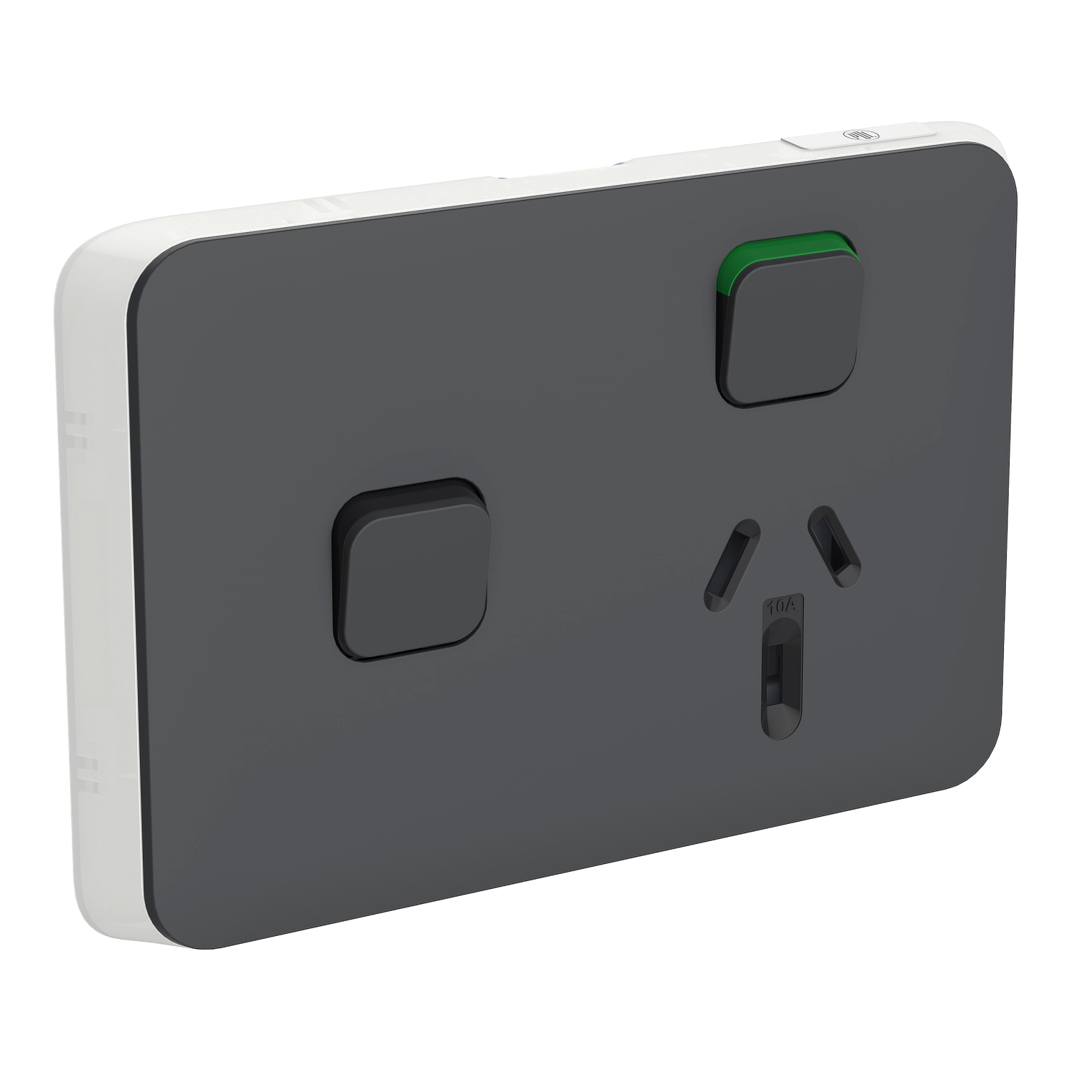 PDL Iconic - Cover Plate Switched Socket + Switch 10A Horizontal 250V - Anthracite