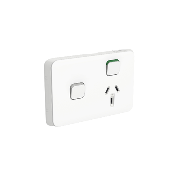 Iconic, Cover Plate Switched Socket + Switch, 10A Horizontal 250V
