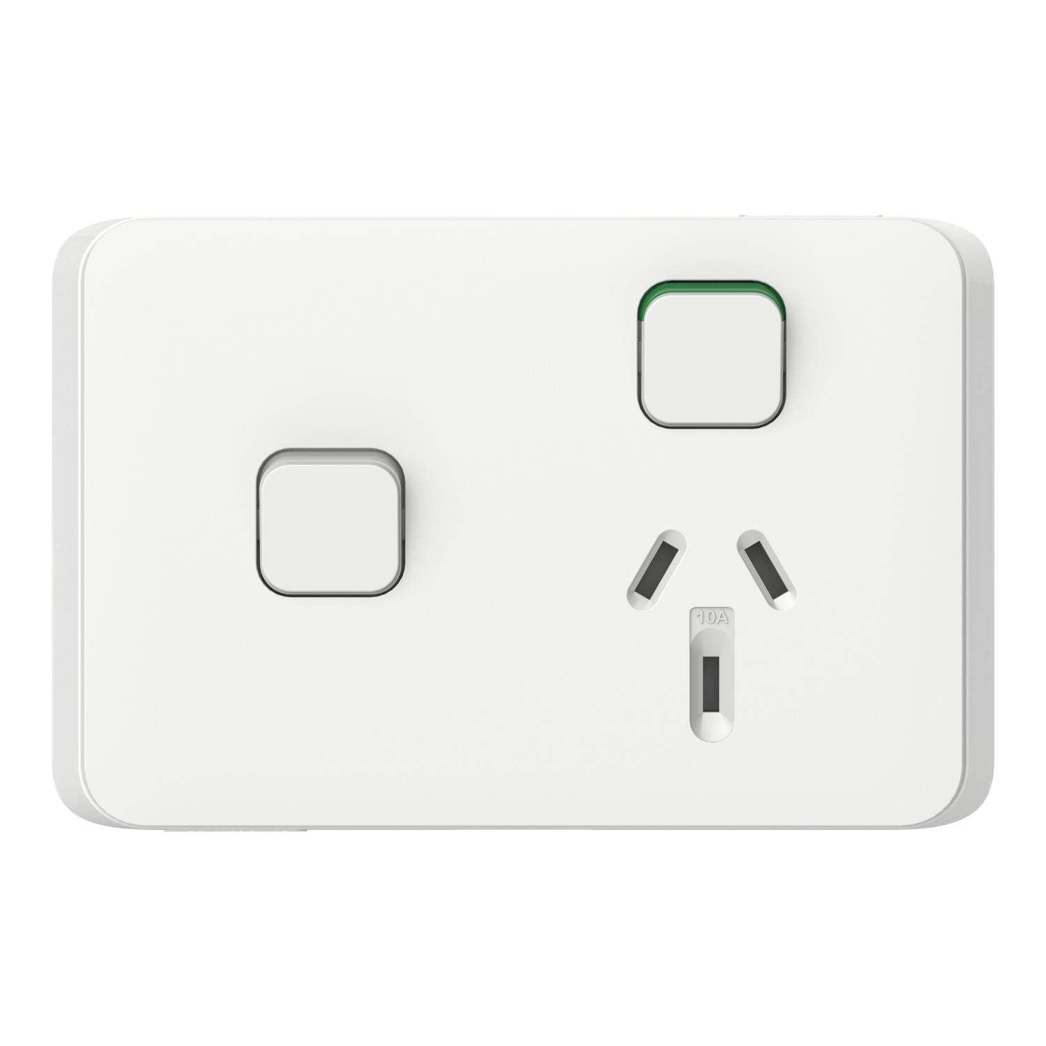 PDL Iconic - Grid Switched Socket + Switch 10A Horizontal 250V - Vivid White