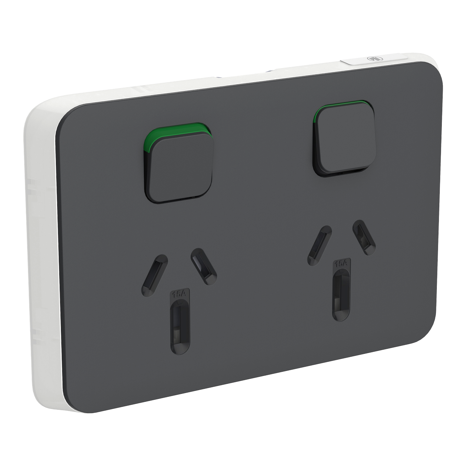 PDL Iconic - Cover Plate Double Switched Socket 15A Horizontal - Anthracite