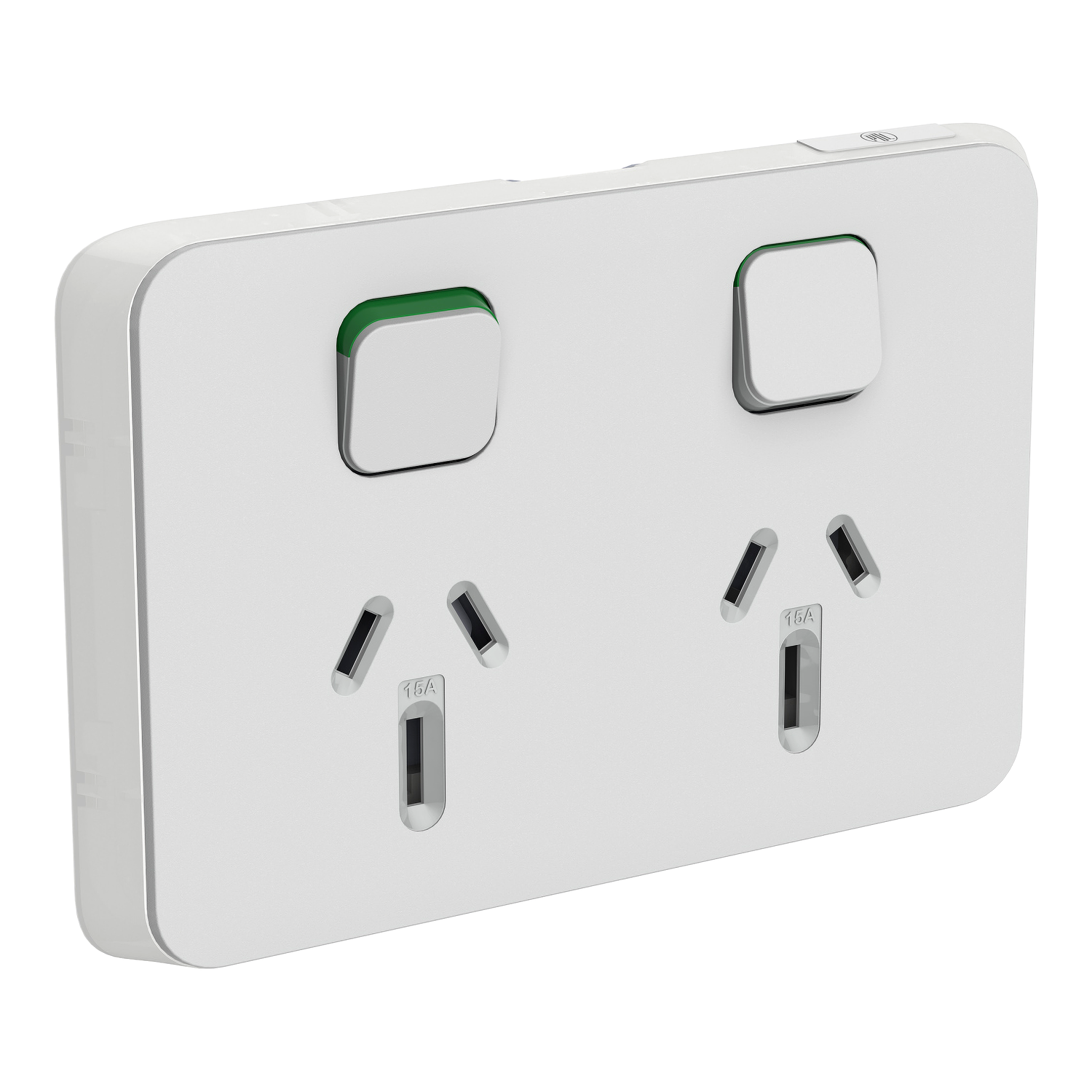 PDL Iconic - Cover Plate Double Switched Socket 15A Horizontal - Cool Grey